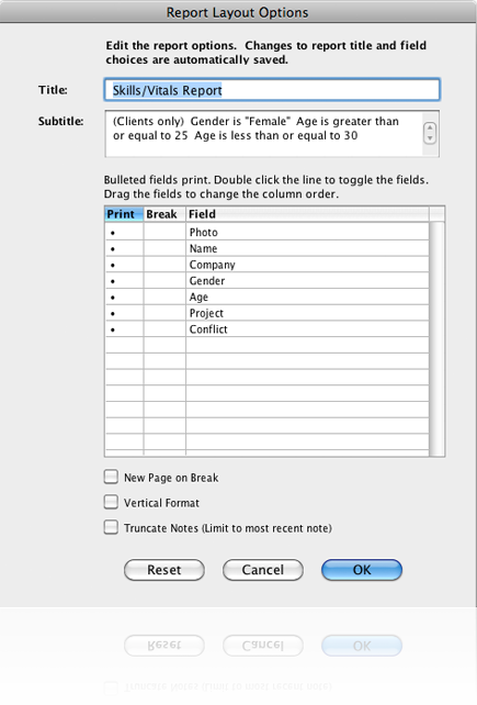 Screenshot: Report