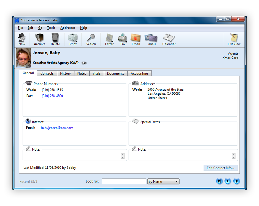 Screenshot: Windows Addresses